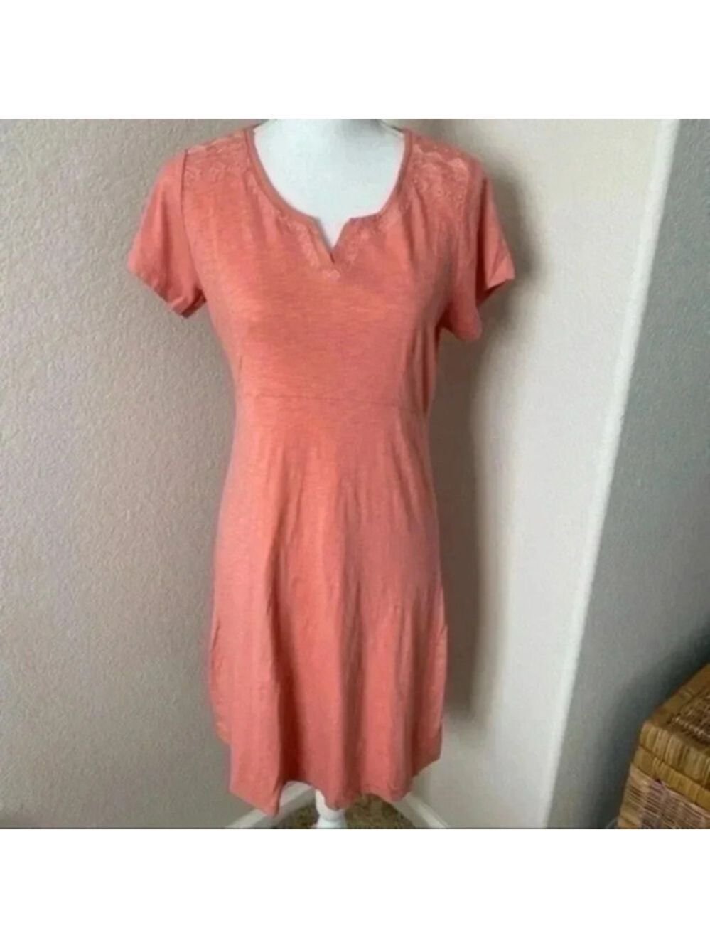 L.L. Bean Embroidered T-Shirt Salomon color Dress Size S Regular
